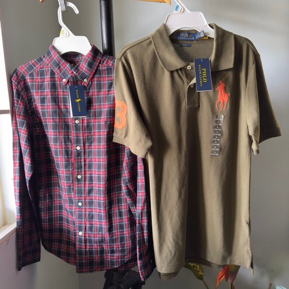 Polo Ralph Lauren Big Boys L 14-16POLO SHIRT DRESS SHIRT LOT OF 2